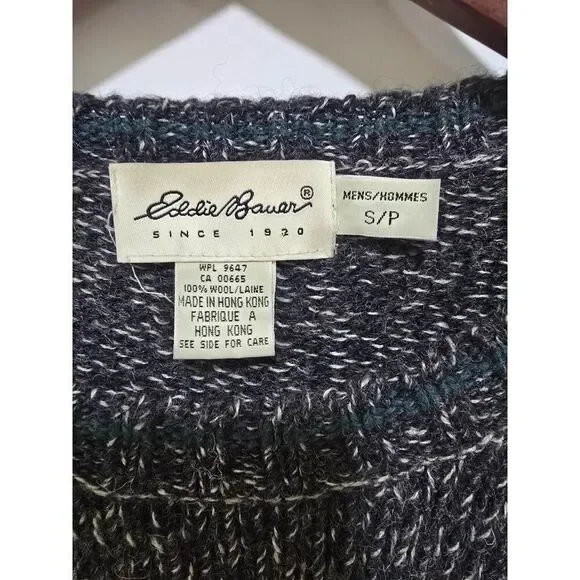 Eddie Bauer 100% Merino Wool Sweater Gray Oversize Relaxed Cozy Men's Size S - Picture 5 of 8